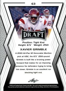 2014 Leaf Draft #63 Xavier Grimble Back