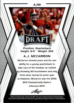 2014 Leaf Draft #AJM A.J. McCarron Back