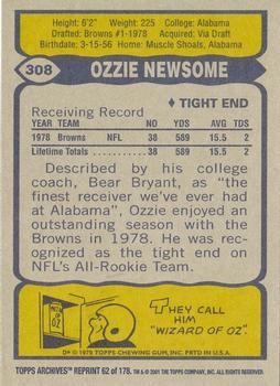 2001 Topps Archives #62 Ozzie Newsome Back