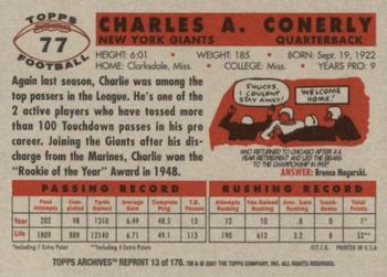 2001 Topps Archives #13 Charley Conerly Back
