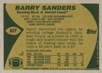 2001 Topps Archives #25 Barry Sanders Back