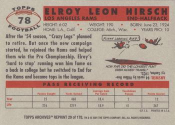 2001 Topps Archives #29 Elroy Hirsch Back