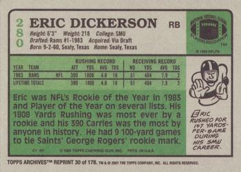 2001 Topps Archives #30 Eric Dickerson Back
