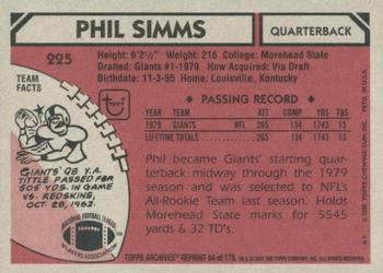 2001 Topps Archives #64 Phil Simms Back
