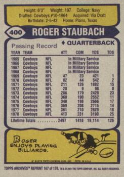 2001 Topps Archives #66 Roger Staubach Back