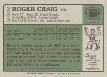 2001 Topps Archives #73 Roger Craig Back