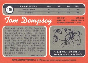 2001 Topps Archives #77 Tom Dempsey Back