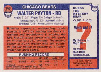2001 Topps Archives #80 Walter Payton Back