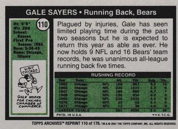 2001 Topps Archives #110 Gale Sayers Back