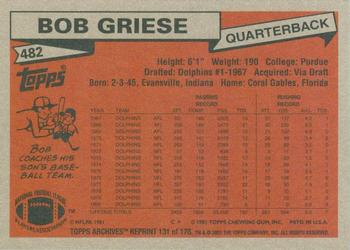 2001 Topps Archives #131 Bob Griese Back