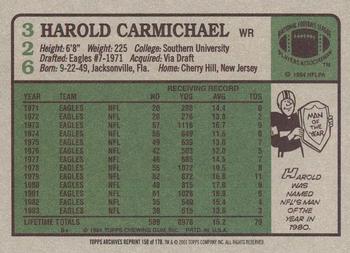 2001 Topps Archives #150 Harold Carmichael Back