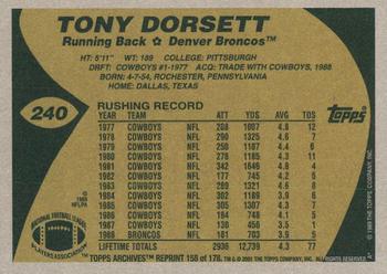 2001 Topps Archives #158 Tony Dorsett Back