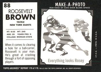 2001 Topps Archives #176 Roosevelt Brown Back