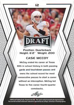 2014 Leaf Draft - Gold #12 Case McCoy Back