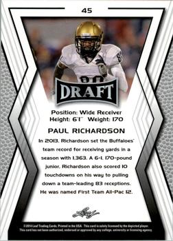 2014 Leaf Draft - Gold #45 Paul Richardson Back