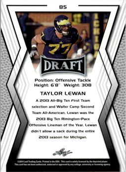 2014 Leaf Draft - Gold #85 Taylor Lewan Back