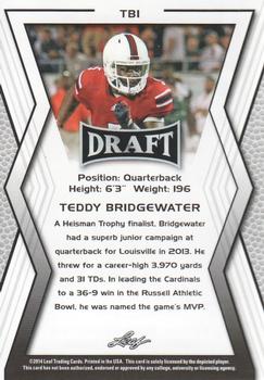 2014 Leaf Draft - Gold #TB1 Teddy Bridgewater Back