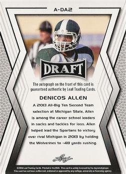 2014 Leaf Draft - Autographs #A-DA2 Denicos Allen Back