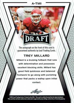 2014 Leaf Draft - Autographs #A-TM1 Trey Millard Back