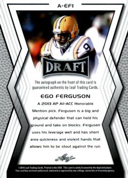 2014 Leaf Draft - Autographs #A-EF1 Ego Ferguson Back