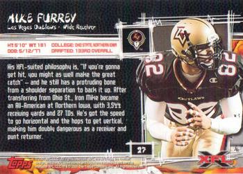 2001 Topps XFL #27 Mike Furrey Back
