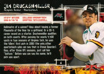 2001 Topps XFL #4 Jim Druckenmiller Back