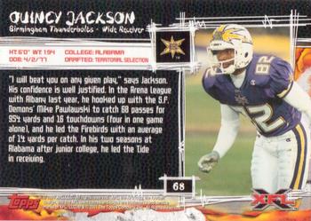 2001 Topps XFL #68 Quincy Jackson Back