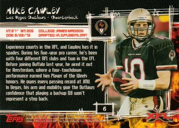 2001 Topps XFL #6 Mike Cawley Back