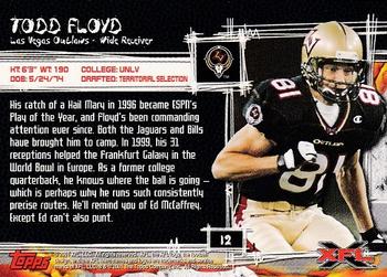 2001 Topps XFL #12 Todd Floyd Back