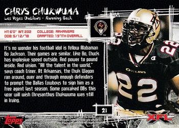 2001 Topps XFL #21 Chrys Chukwuma Back