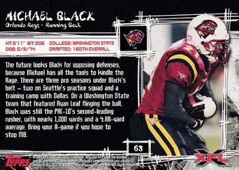 2001 Topps XFL #63 Michael Black Back