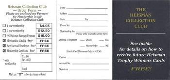 1991 Heisman Collection I #NNO Heisman Collection Club Order Form Front