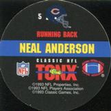 1993 Classic TONX #5 Neal Anderson Back