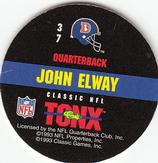 1993 Classic TONX #37 John Elway Back