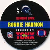 1993 Classic TONX #53 Ronnie Harmon Back
