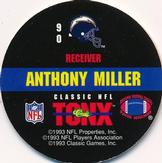 1993 Classic TONX #90 Anthony Miller Back