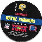 1993 Classic TONX #121 Wayne Simmons Back