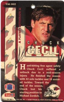 1994 Pro Tags #TAG 002 Chuck Cecil Back