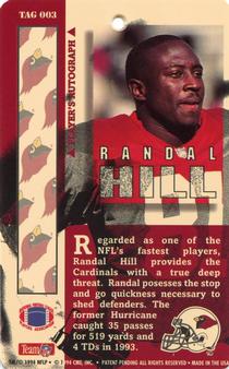 1994 Pro Tags #TAG 003 Randal Hill Back