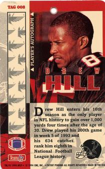 1994 Pro Tags #TAG 008 Drew Hill Back