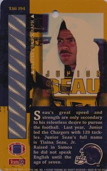 1994 Pro Tags #TAG 194 Junior Seau Back