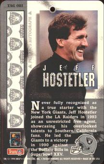 1994 Pro Tags #TAG 081 Jeff Hostetler Back