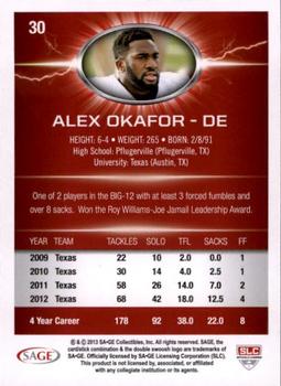2013 SAGE HIT - Red #30 Alex Okafor Back