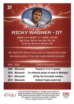 2013 SAGE HIT - Red #37 Ricky Wagner Back