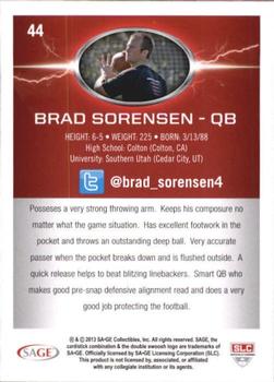 2013 SAGE HIT - Red #44 Brad Sorensen Back