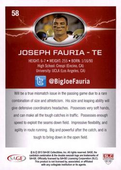 2013 SAGE HIT - Red #58 Joseph Fauria Back
