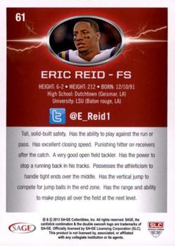 2013 SAGE HIT - Red #61 Eric Reid Back