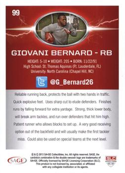 2013 SAGE HIT - Red #99 Giovani Bernard Back