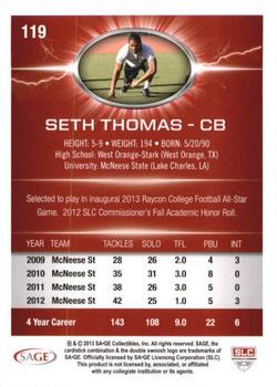 2013 SAGE HIT - Red #119 Seth Thomas Back