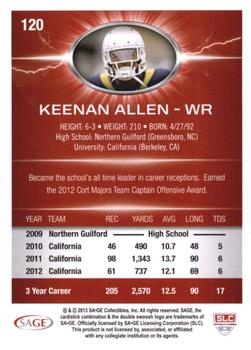 2013 SAGE HIT - Red #120 Keenan Allen Back